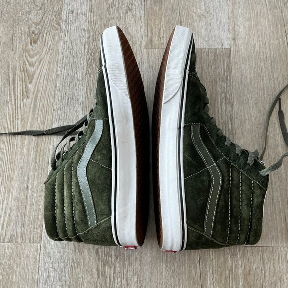 Mens Vans Sk8-Hi Olive Green Suede High Top Sneakers - 13 - Picture 4 of 10